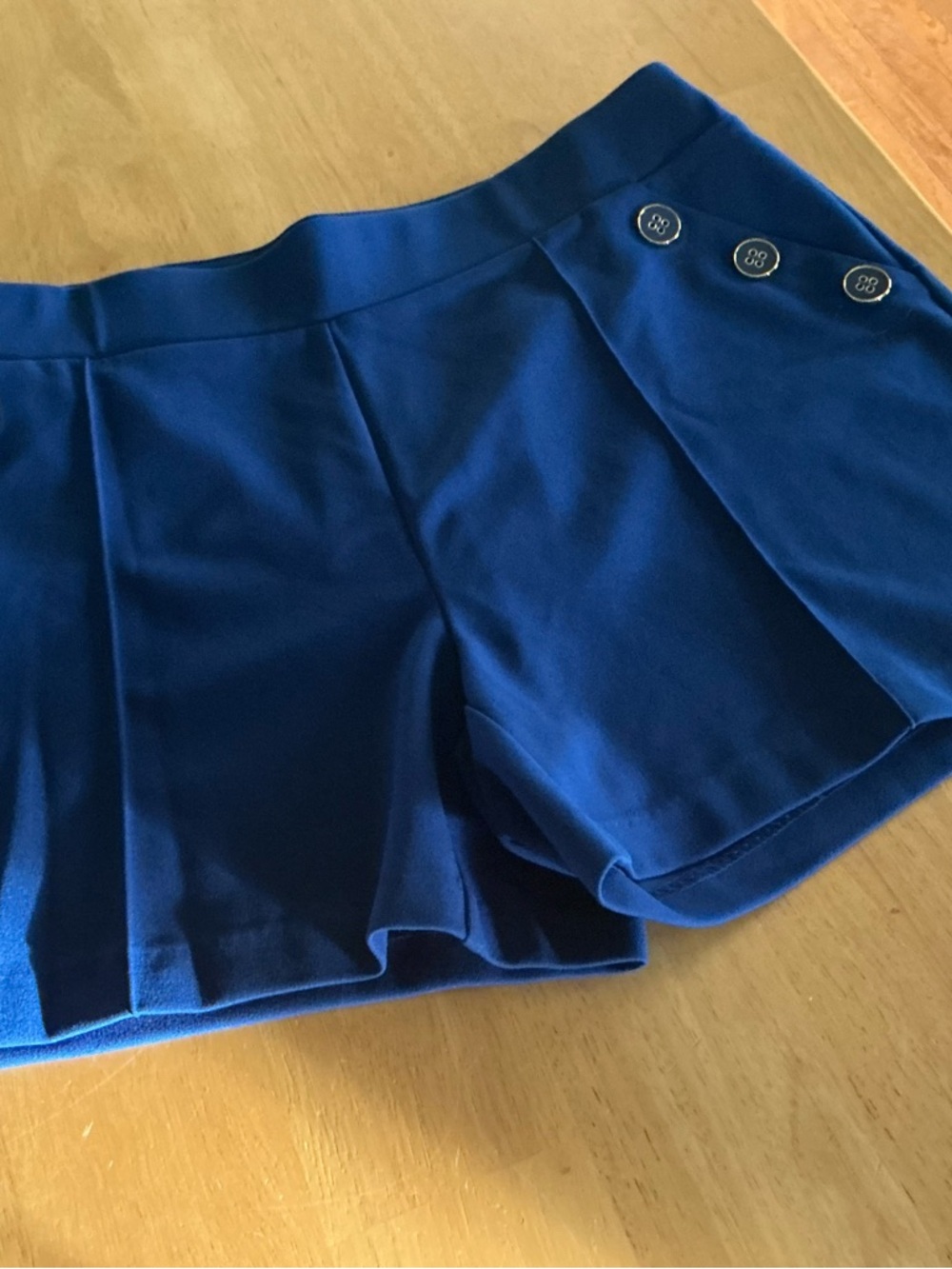NYC Royal Blue Pleated Skort with Side Button Detail